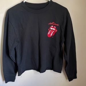 The Rolling Stones black with red logo crop sweatshirt size small